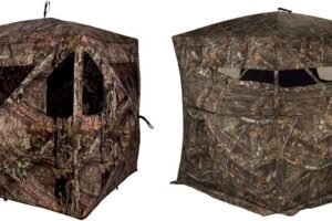 Ameristep Brickhouse 3-Person Easy Set-Up Low-Noise Hunting Camouflage Ground Blind, Mossy Oak Break Up Country